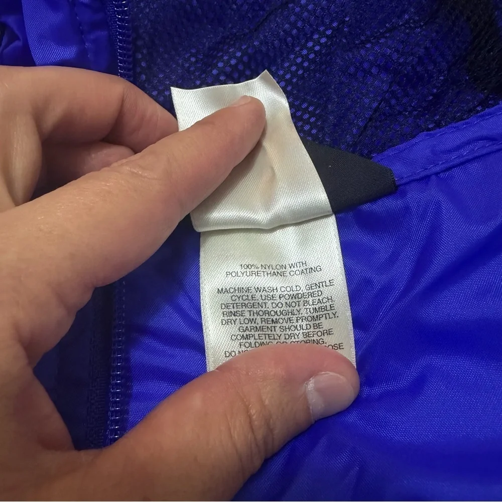 Vintage REI Windpack Packable Royal Blue Jacket Full Zip Hooded Unisex Size XL